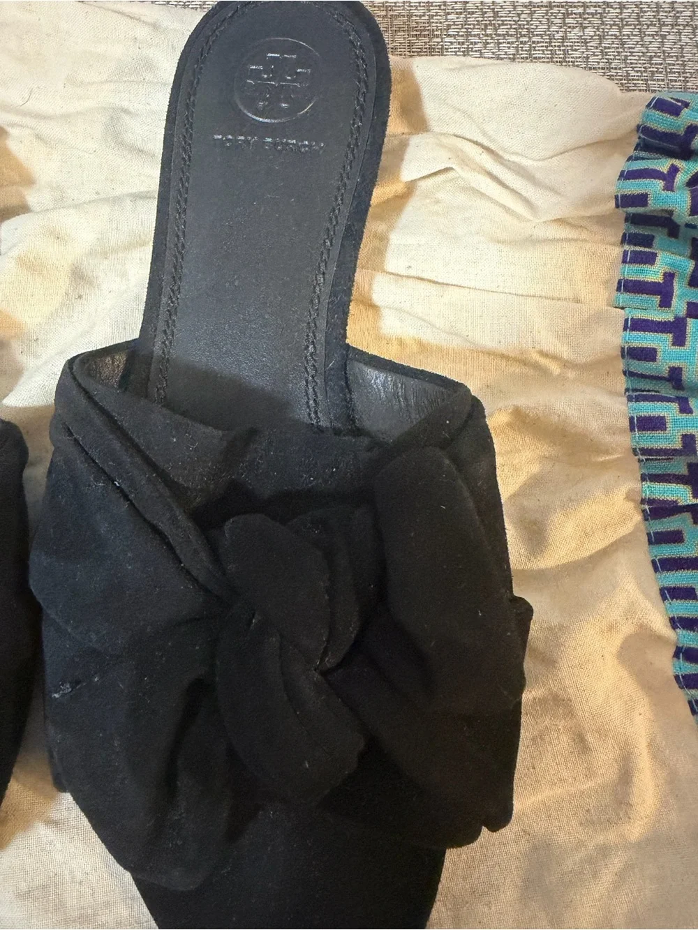 Tory Burch Black Knotted Slide Mules